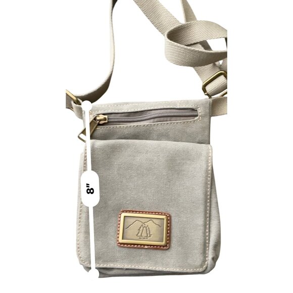 Triple Tree canvas crossbody shoulder bag purse gray adjustable - Picture 11 of 12